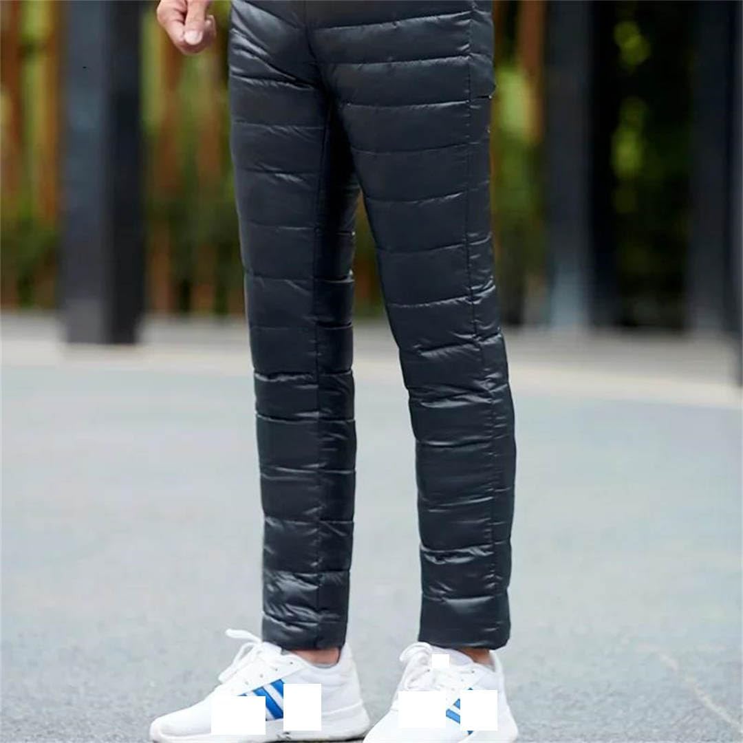 Men's Winter Down Pants Casual Thickened White Duck Warm Snowboard Cold-Proof Cotton Pants