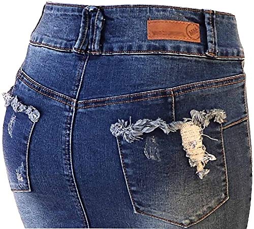 Jack David Womens Plus Size below Knee Length Midi Pencil Ripped Blue Denim Jeans Skirt3