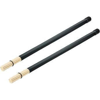 uxcell Bamboo Drum Stick Brush Bee Brush for Jazz Acoustic Playing Music Lovers Percussion Black 1 Pair