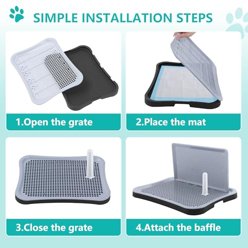 Indoor Dog Potty Pad, Changing Pee Pad Holder Training with Splash Guard, Puppy Pad Holder Tray for Small and Medium-Sized Dogs Indoor and Outdoor, Waterproof and Easy to Clean Potty Pad - Image 6