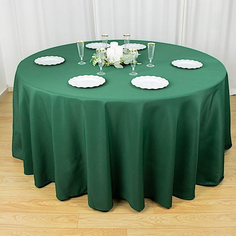 Miniatura 3 de Manteles redondos de tela prémium de 120 pulgadas, color verde cazador, manteles de tela para bodas, fiestas, recepción, banquetes, eventos, cocina