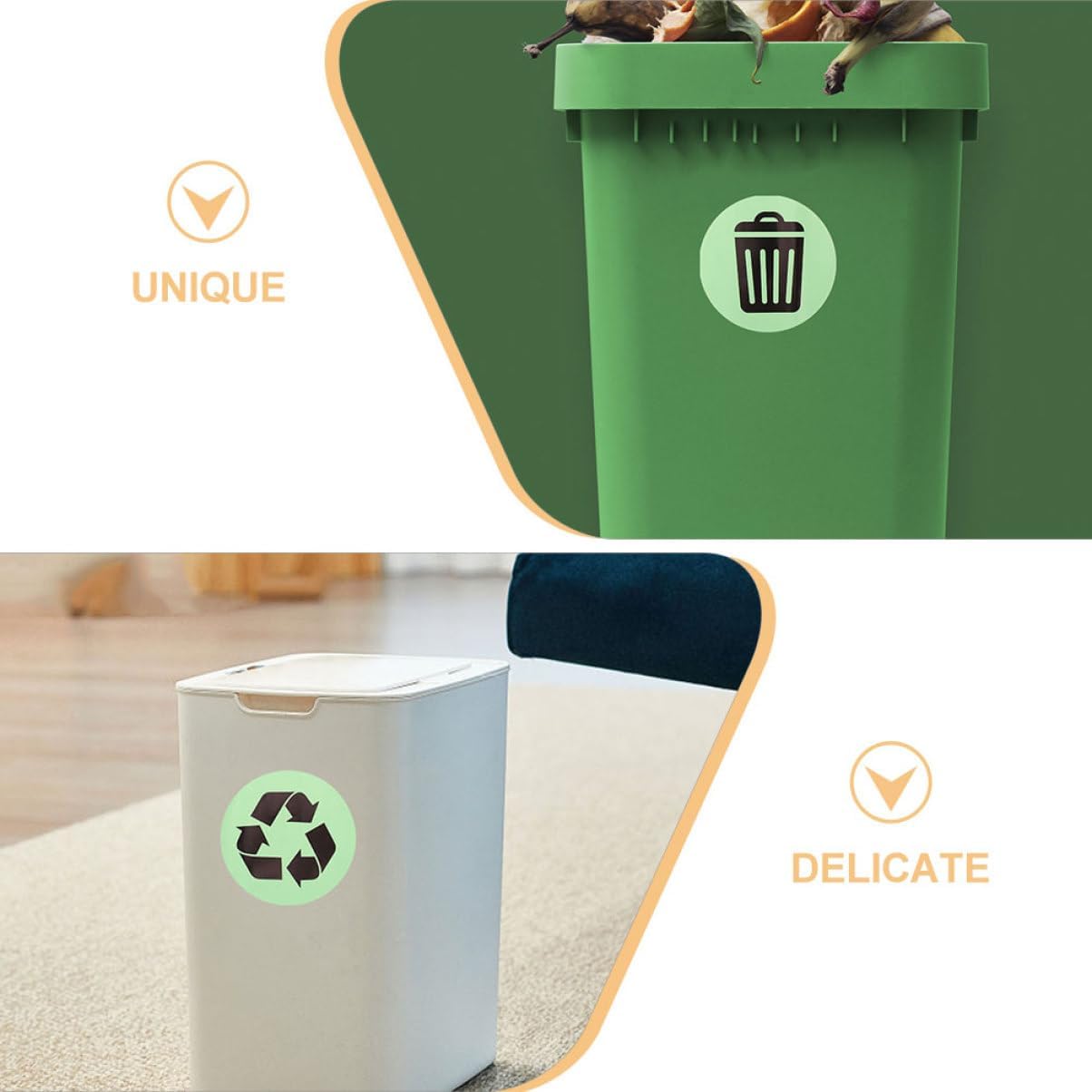 WOONEKY 1set Glow Dark Recycle Stickers Self-Adhesive Decals for Trash and Recycling Bins Easy Installation Versatile Use Metal and Indoor