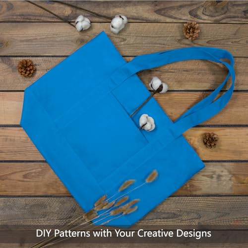 Image of TOPDesign 1-Pack Canvas Tote Bag with an External Pocket, Reusable Grocery Shopping Bag, Top Zipper Closure, Daily Essentials (Ocean Blue)