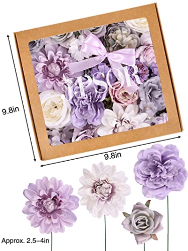 Jpsor Purple Flowers Artificial Wedding Flowers Box Set Fake Roses Combo For Diy Floral Arrangements Wedding Bouquets Centerpieces Home Decorations #TOP1