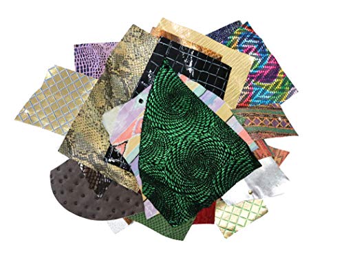 Stonestreet Leather Bright And Colorful One Pound Embossed And Printed Scraps Leather Remnants Earrings, Key Fobs, Small Accessories, Cuff Bracelets #TOP4