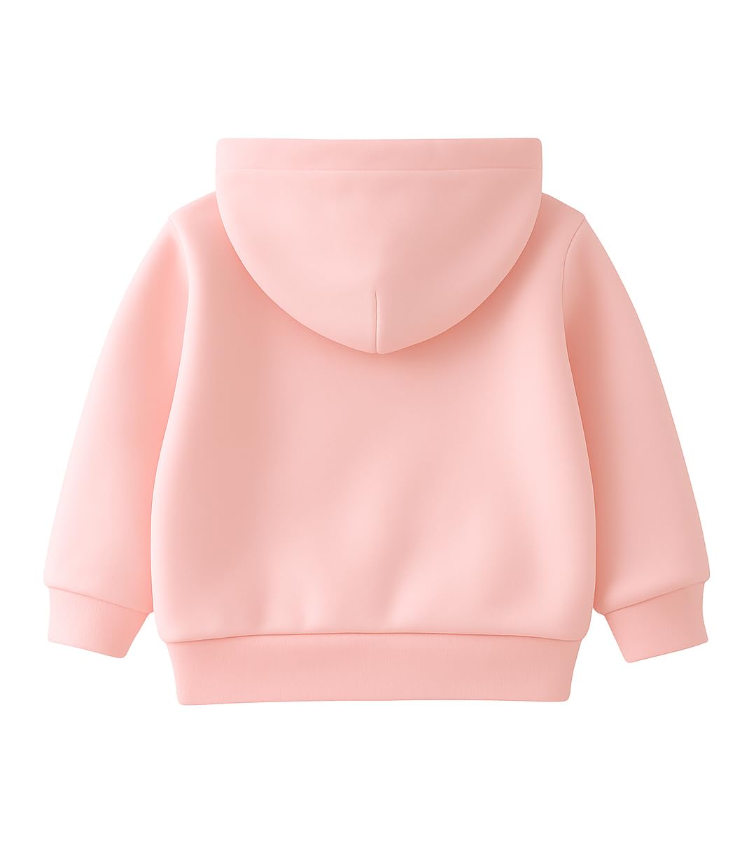 Bold N Elegant Cute Rainbow Smile Print Kids Full Sleeve Warm Thick Fur Fleece Winter Tshirt Sweatshirt Hoodie for Infant Toddler Baby Boy & Girl (in, Age, 3 Years, 4 Years, Peach) - Image 3 thumbnail