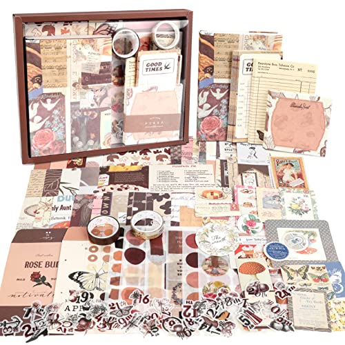 Juego de 348 accesorios vintage para libros de recortes, accesorios de diario con cuadrícula A6, cuaderno estético, decoración de papel, regalo para niñas y mujeres Cover