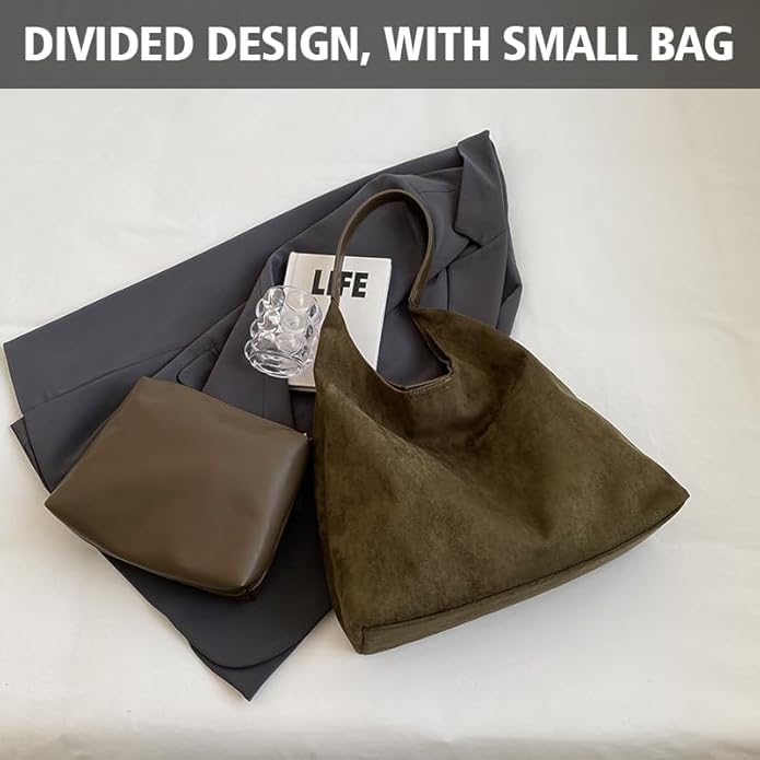 Brown Suede Bag Purses for Women Suede Purse Shoulder Bag Suede Tote Bag Brown Purse Perfect Valentine‘s Day Gift - Image 3