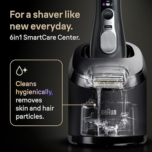 Braun Afeitadora eléctrica Series 9 PRO+, Pro SensoAdapt, centro de cuidado inteligente 6 en 1, maquinilla de afeitar húmeda y seca, 9660CCPS, color negro