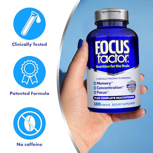 Focus Factor Brain Supplement Multivitamin Improve Memory and Clarity Boost Concentration Neuro Energy Learning Reasoning for Men and Women 180 Tablets - Image 4