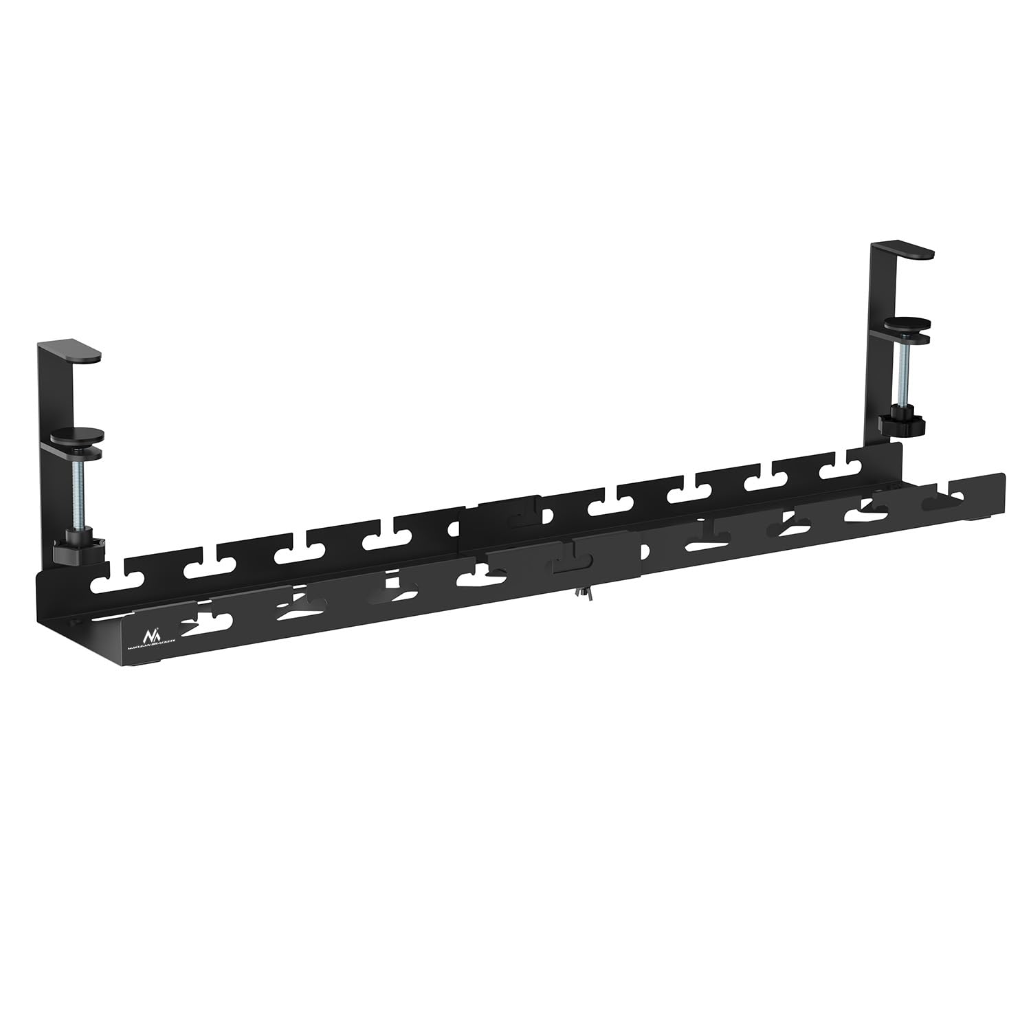 Maclean MC-103 B - Wysuwany organizer kabli od 43 do 72 cm, czarny, mocowanie zaciskowe, obciążenie 5 kg, uchwyt wielogniazdowy, wytrzymała stalowa osłona kabla