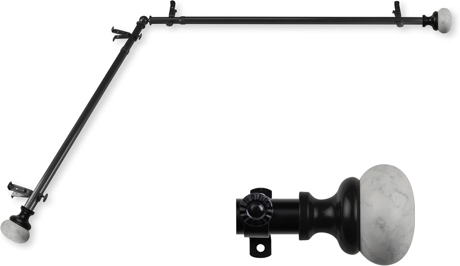 Maelyn 13/16" Corner Window Single Curtain Rod 120-170 inch - Black