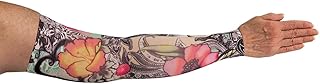 LympheDIVAs Medical Graduated Compression Sleeve for Lymphedema (Long 30-40 mmHg Small, Tattoo Blossom)