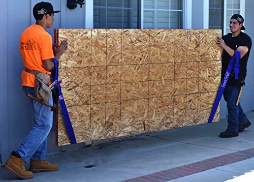 Forearm Forklift Plywood Pro Carrying Straps for Drywall, Fencing, Partition Walls and Heavy Objects up to 800 Pounds Blue