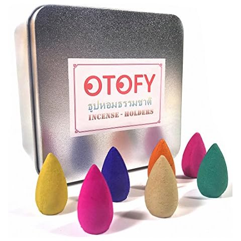 OTOFY 70 PCS Backflow Incense Cones Green Tea Incense Osmanthus Jasmine Incense Lavender Rose Sandalwood Mixed Natural Incense Cone, Backflow Incense Burners Special (Incense Cones) Cover