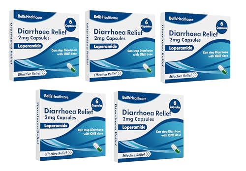 Diarrhoea Relief 2mg 6 Capsules Loperamide Hydrochloride Tablets - Pack of 5 Fast-Acting Anti Loose Motion Instant Diarrhoea