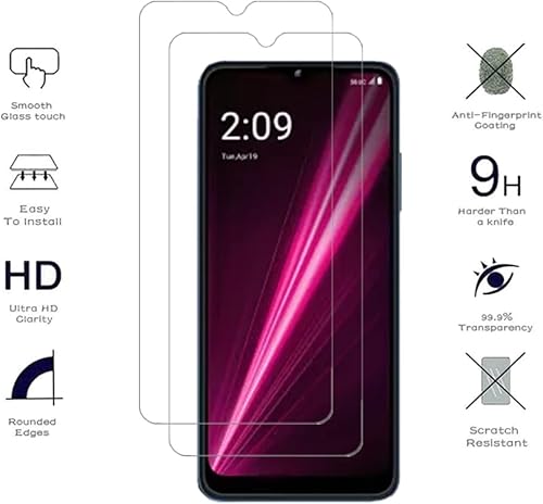 Miniatura 2 de Protector de pantalla de vidrio para T-Mobile REVVL 6 5G, [2 piezas] Pantalla de alta definición transparente resistente a los arañazos de fácil