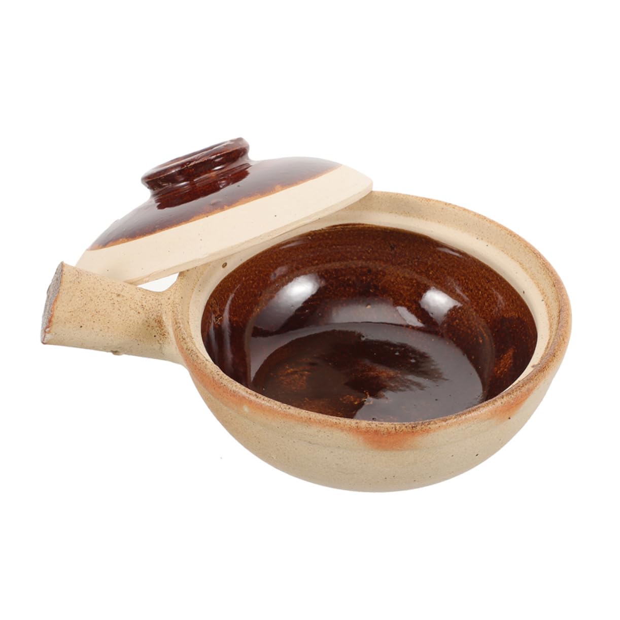 Keramik Schmortopf mit Einseitigem Griff Hitzebeständiger Traditioneller Steintopf für Outdoor Camping und Zuhause Vielseitiger Küchenhelfer für Suppe und Schmorgerichte