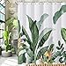 YiarTaan Shower Curtain Tropical Green Plant Shower Curtains for Bathroom, Leaf Shower Curtain, Botanical Shower Curtain Sets, Sage Shower Curtains Waterproof Bathtub Curtain 72x72 Inch with Hooks