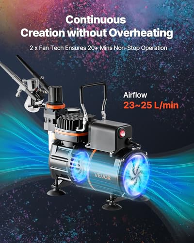 VEVOR 1/6 HP Triple Airbrush Kit