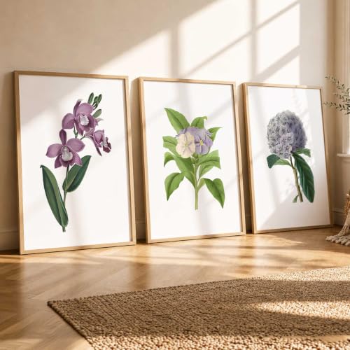 Image of kotart Floral Wall Art Home Decoration | Aesthetic Paintings With Frame For Living Room Bed Room Hotel Wall Decor Digital Reprint Set of 3 (19X25 inch)