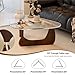 Modern Glass Coffee Table, 32.3″D×25.6″W×15.8″H-Abstract Unique Mid Century Triangle Center Table for Living Room, Minimalist Middle Tables for Home Office, Wooden Base