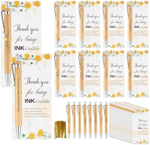 32 Pack Thank You Ballpoint Pens with Cards – Bulk Graduation Teacher Appreciation Gifts for Coworkers, Students, Nurses, and Staff, End of Year Party Favors