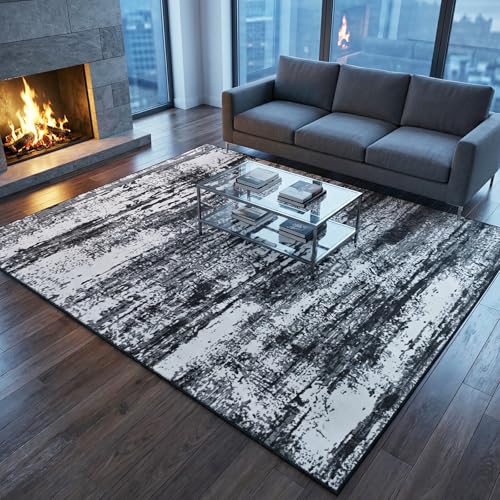 Merelax 5x7 Black White Living Room Area Rug, Large Washable