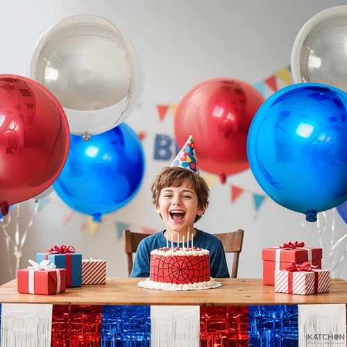 Image of KatchOn, Red White and Blue Foil Balloons - Pack of 6 | Patriotic Balloons for Independence Day, Memorial Day, Labor Day, USA Themed Party Decorations | Red, White, Blue Balloon Arch