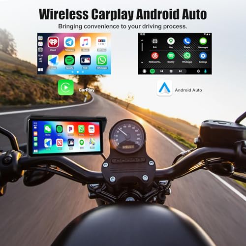 Image of Motorcycle GPS Navigation System with Wireless Carplay Android Auto 8.1 inch Moto CarPlay Screen with Dual Bluetooth, Navigation /Siri /G00gle Assistant Waterproof