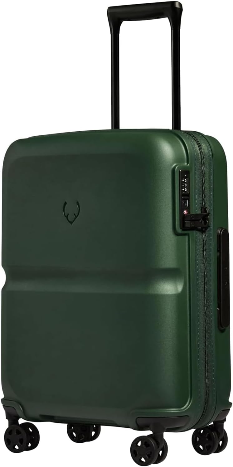 Single Stripe Hard Shell Cabin Suitcase, 55x40x20cm 39L, Lightweight, 4 Spinner Wheels - Adjustable Handle, Carry On Luggage Approved by easyjet, Ryanair & British Airways, TSA Lock - Green