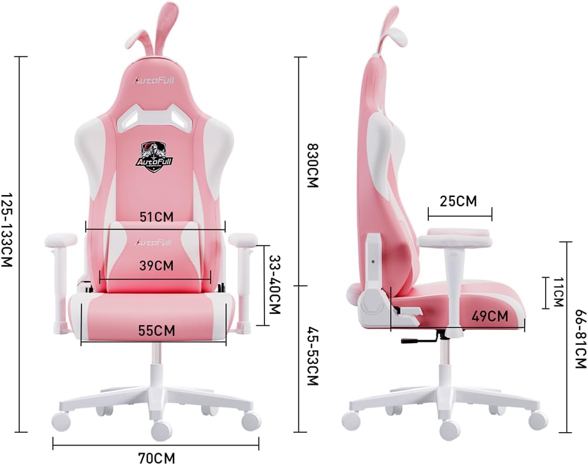 AutoFull Gaming Chair, Pink, Cute, Bunny Ears, Martinique Ubuy