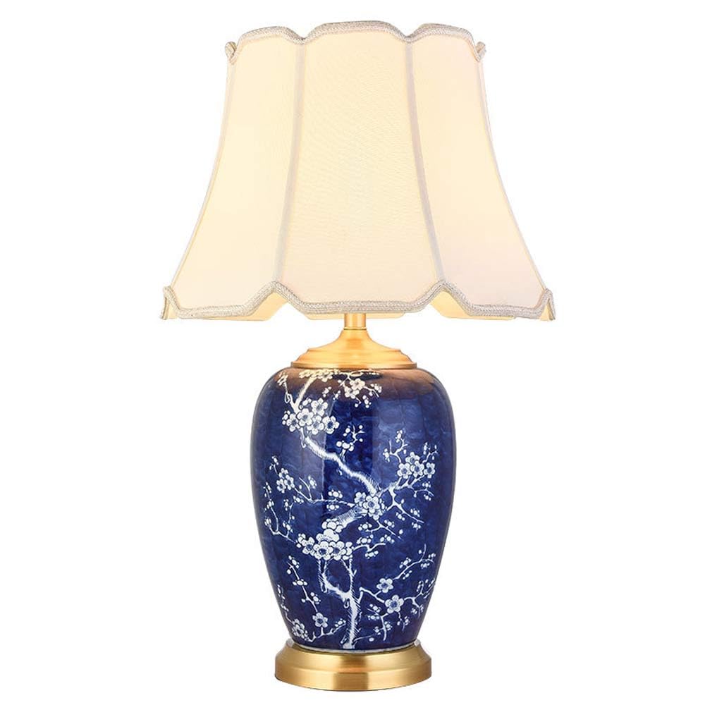 Lampada da tavolo in ceramica floreale dipinta a mano da 65 cm, lampade blu e bianche, lampade da comodino per camera da letto, soggiorno, studio, hotel, decorazione per la casa