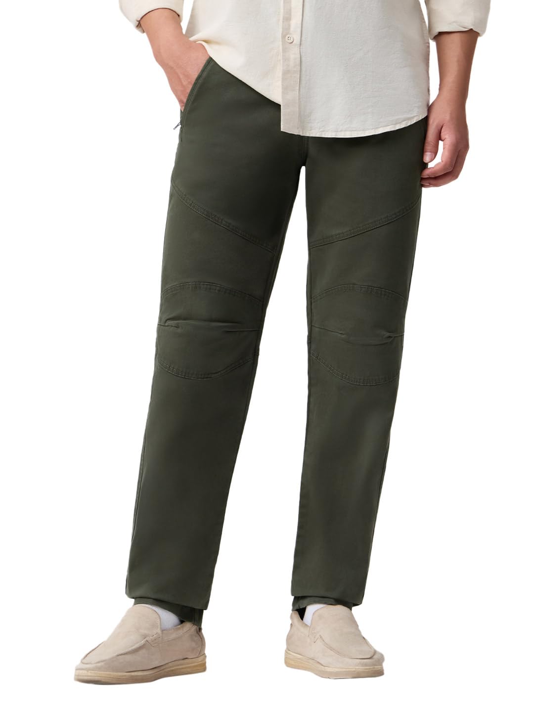 The Souled Store Aviator Pants Men and Boys Solid Cotton Elastane Straight Fit Casual Lightweight Easy to Style Streetwear Trendy Pants in neutral