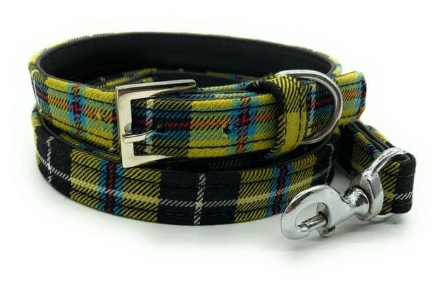 Cornish National Tartan Dog Collar and Lead Set, Handmade, Traditional Plaid Pattern (M)