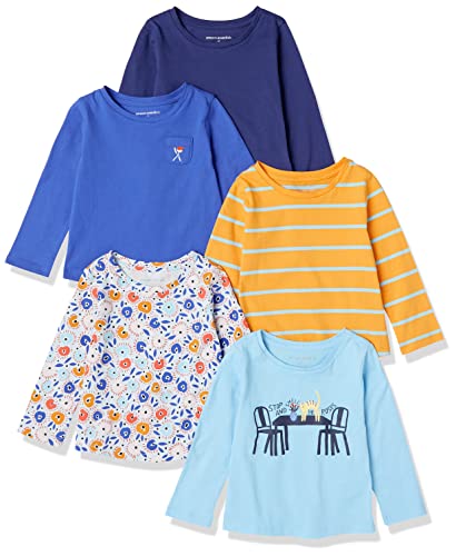 Image of Amazon Essentials Girls and Toddlers' Long-Sleeve T-Shirts, Multipacks