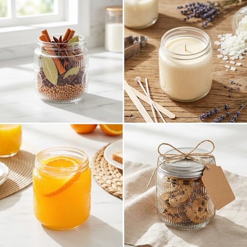 Image of Amzcku 8 oz Vintage Mason Jars with Lids, Regular Mouth Canning Jar, Safe For Storage, Canning, Pickling, Preserving, Fermenting, DIY Crafts & Decor 12 Pack