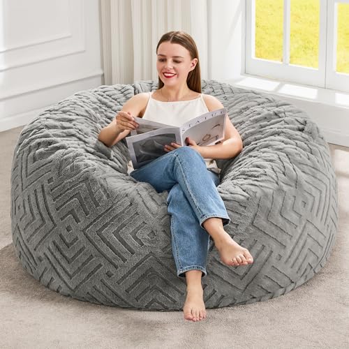 Hobestluk Bean Bag Chairs Adults Beanbag Chair with Filler Large Bean Bags with Fluffy Embossed...