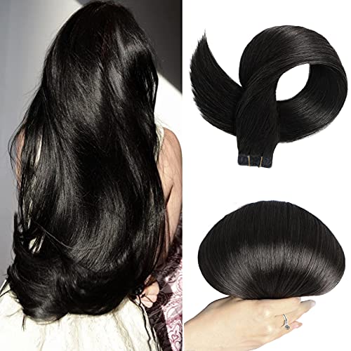 Aison Tape in Hair Extensions 22inch 20Pcs 60g/package, Natural Black in Human Thick and Silky Hair Extensions, Tape in 100% Remy Human Hair Extensions