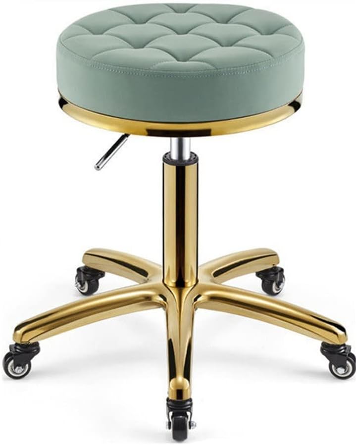 Rolling Garage Seat Chair, Adjustable 17.3"~23.2" High Stool with Wheels, Soft Swivel Workbench Stool, 360 Degree Swive Auto Repair Shop Chair (Color : Pink) (Light Green One Size)