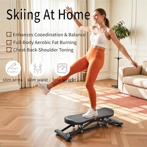 Image of Balance Board for Adults, Rocking Stepper with Resistance Bands, Portable Wobble Board with LCD Monitor, 300 lbs Capacity Ski Trainer for Full Body Workout at Home Gym