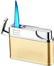 Encendedor Inflable de butano de Metal, Encendedor de Encendido por presión Directa a Prueba de Viento, Encendedor de Llama Azul Directa, portátil, Regalo navideño (butano no Incluido) (Color : E)