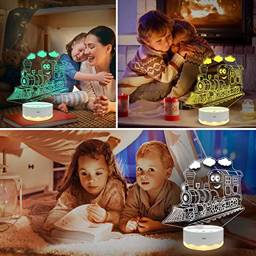 Train Gifts, Train Night Light, 3D Illusion Lamp With Remote + Touch 16 Color Flashing Changing + Timer Desk Lamps Kids Room Decor Best Festival Birthday Gifts #TOP3