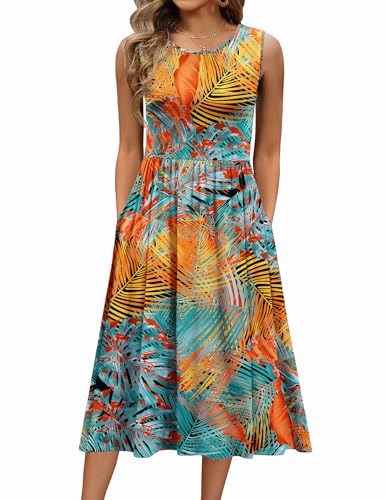 Image of Zeagoo Women's Summer Tank Midi Dress with Pockets Floral Sleeveless A-Line Casual Loose T-Shirt Dresses Beach Sundress 2026