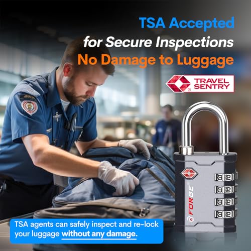 Image of FORGE 4 Digit TSA Approved Combination Lock, Tool Box and Case Lock, Combination Padlock for Travel, Gym, Home. Grey 1 Lock.