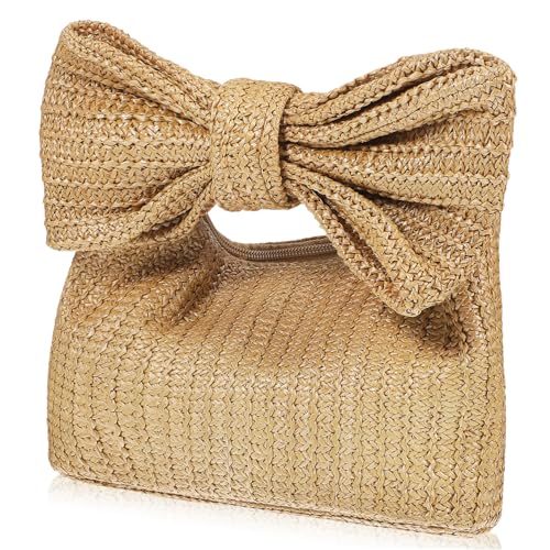 NOLITOY Straw Bag Durable Woven Clutch Purse for Summer Beach Vacations Multi Functional Handbag with Capacity Natural Rustic Design for Daily Use