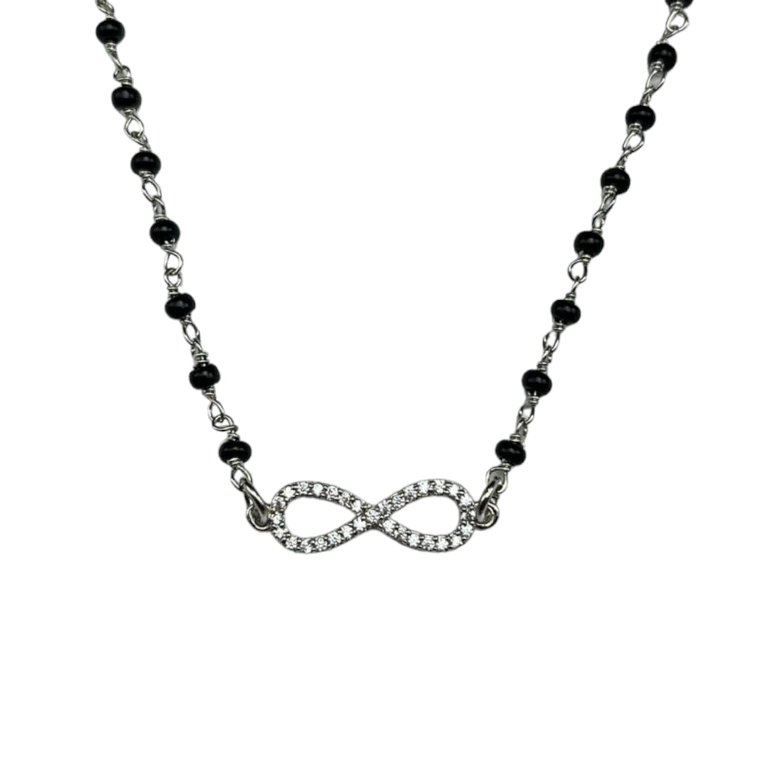 LBV 925 Sterling Silver stones studded Infinity shape Mangalsutra with Rhodium Plated Chain for Women with Vaishno Devi Sindoor Bottle for Karva Chauth (B0CN4DV7S8) Amazon Price History, Amazon Price Tracker