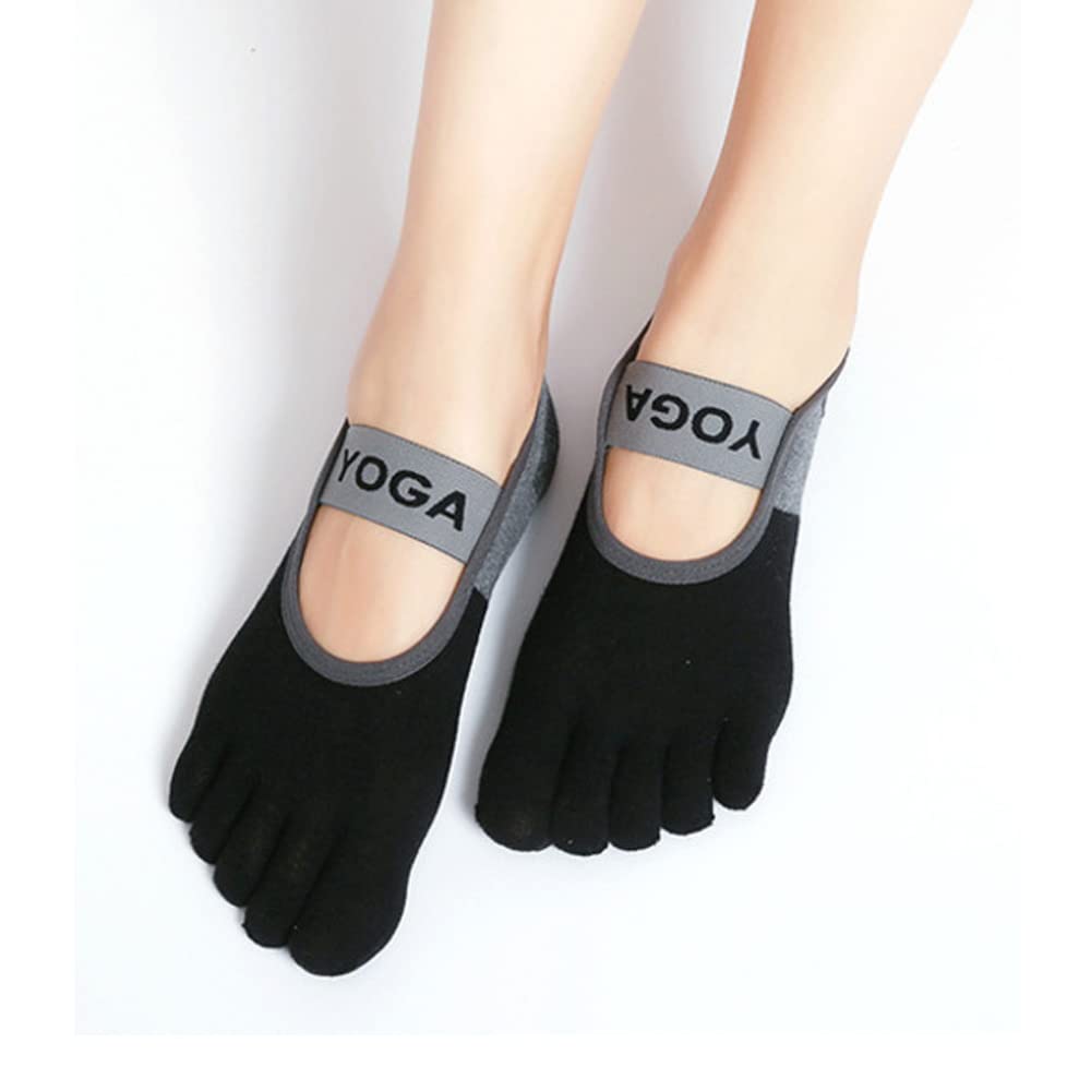 POKEAT 5Pair Yoga Socks for Women with Grip Non Slip Five Toes Pilates Socks Fit for Ballet Barre Dance Home Workout Fitness