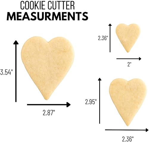 Miniatura 3 de Cookie Cutter Kingdom, Cortadores de galletas de corazón, paquete de 3, acero inoxidable, acabado recubierto hermoso, molde para pasteles, galletas