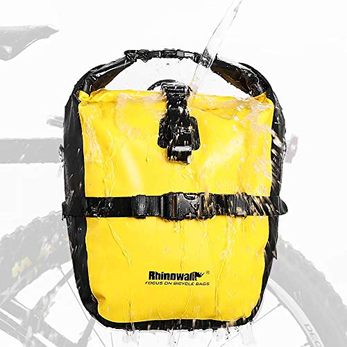 Rhinowalk Alforja para bicicleta de 20 l, impermeable, bolsa para portaequipajes, bolsillos laterales